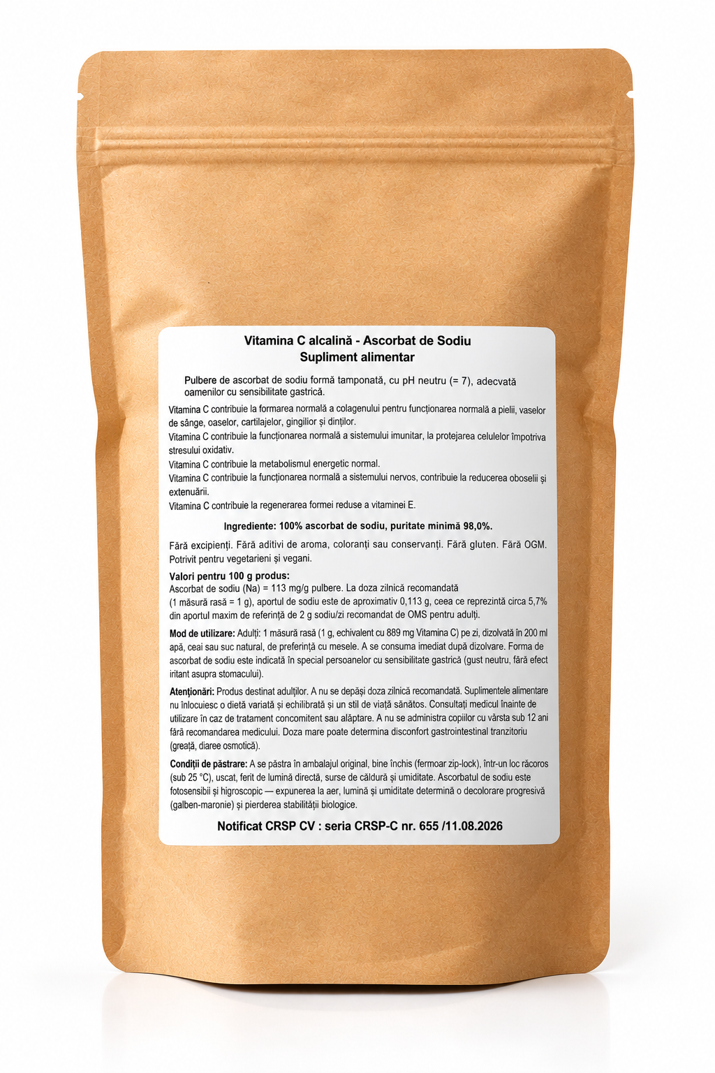 Vitamina C alcalină (ascorbat de sodiu) 1 kg