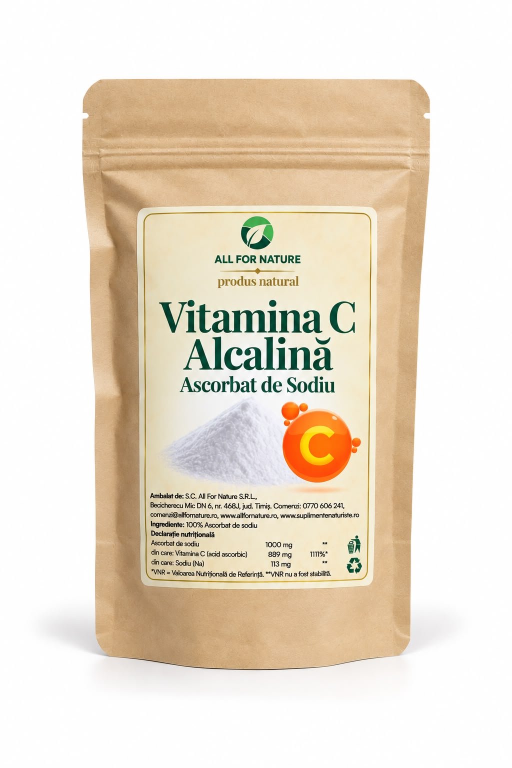 Vitamina C alcalină (ascorbat de sodiu) 1 kg