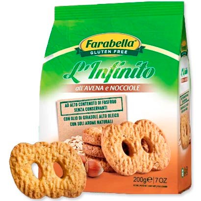 Infinito cu ovăz și alune – Biscuiți fără gluten Farabella 200g