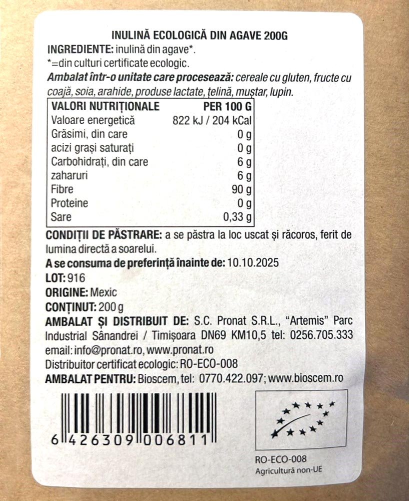 INULINĂ din agave ecologică 200g