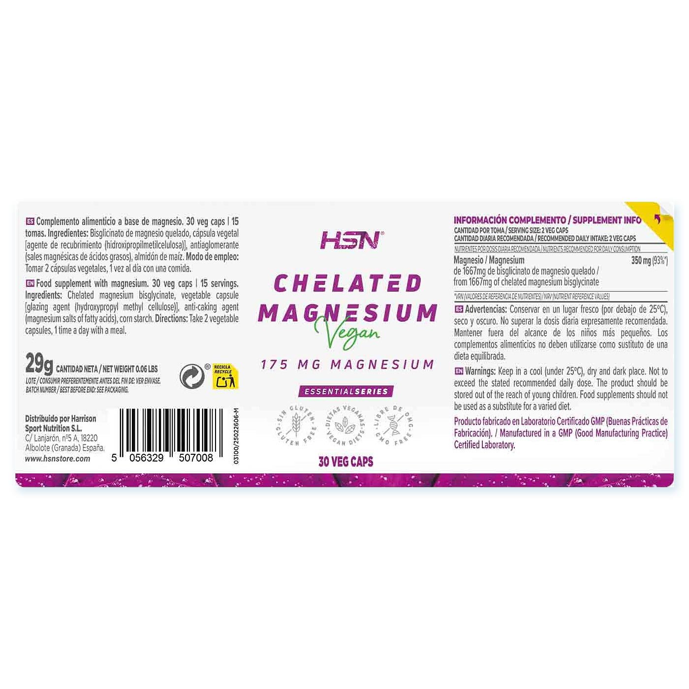 MAGNEZIU chelat (bisglicinat) HSN vegan 175 mg 30 caps.