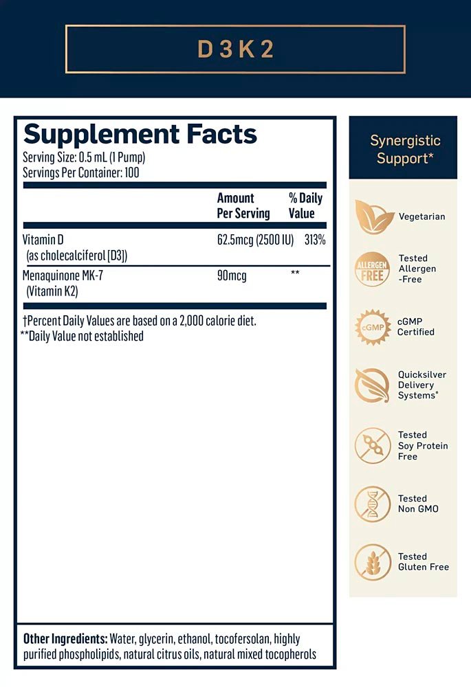 Vitamina D3+K2 Lipozomală QuickSilver 50 ml