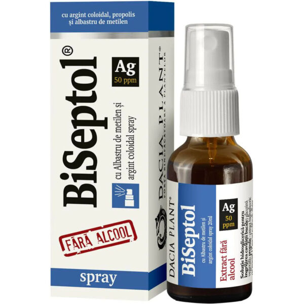 Biseptol cu albastru de metilen si argint coloidal Dacia Plant spray 20 ml