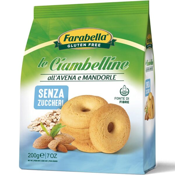 Ciambelline cu ovăz și migdale - Biscuiți fără gluten Farabella 200g